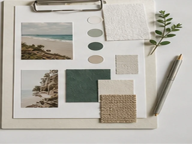Brand kit board photo with color palette and product references