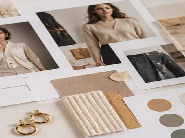 Fashion moodboard photo collage with color and texture references